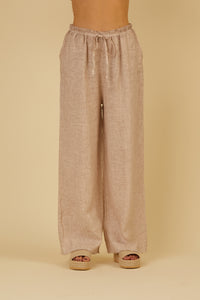 100% linen white pants for summer