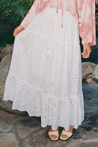 Boho midi, maxi skirt. Color white