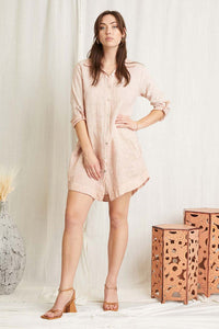100% linen tunic. Color Pink