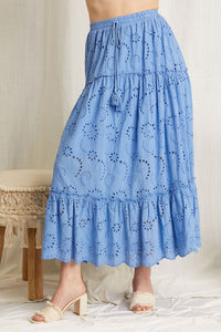 Boho midi, maxi skirt. Color blue