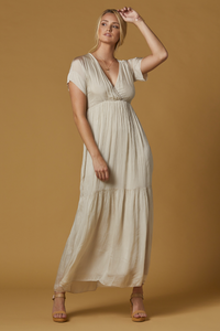 Wrap midi silk dress. Color beige