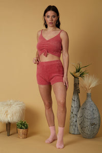 Fuzzy crop top, color pink