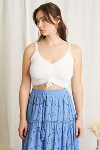 Fuzzy crop top, color white